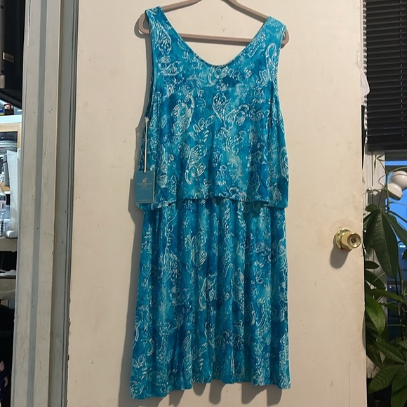 Caribbean Joe Blue Sleeveless Sundress for Casual Resort Wear - Picture 3 of 5